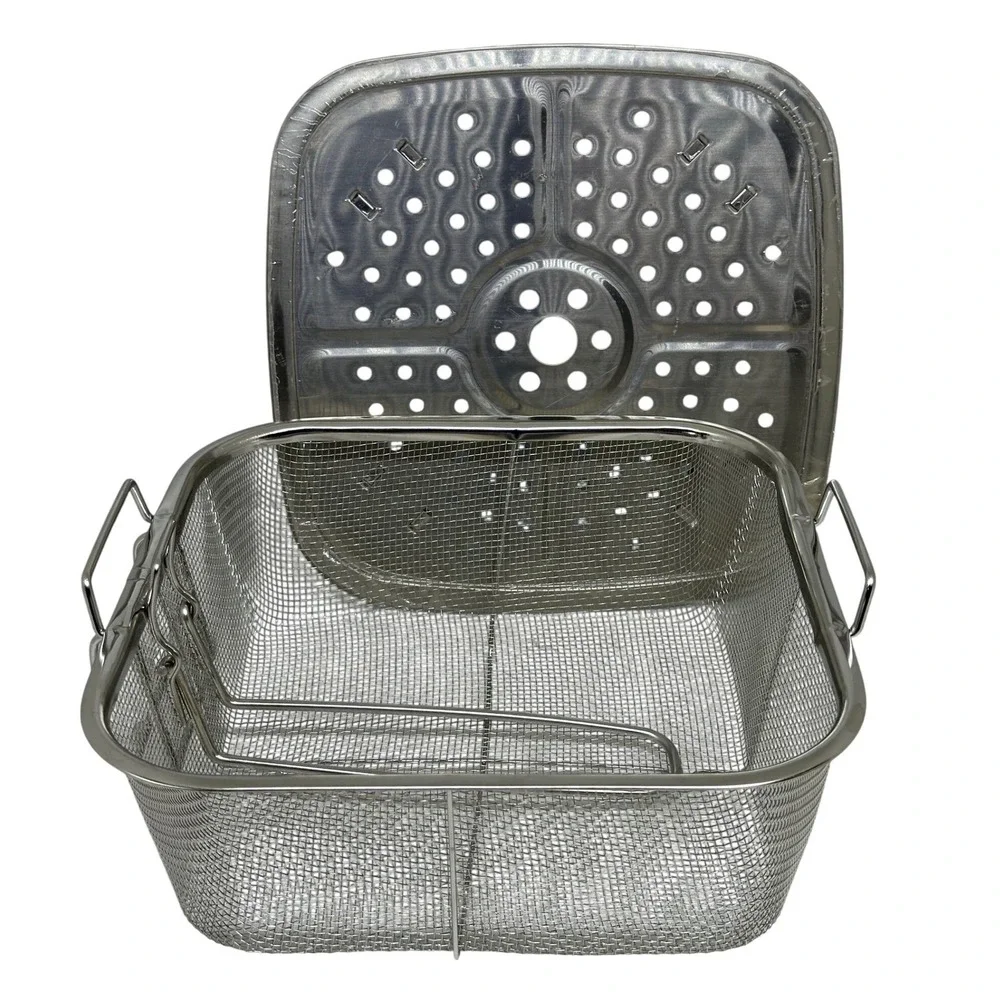 Copper Chef Fry Basket and Steamer Rack Silver Stainless Steel‎ Square Set 9.25